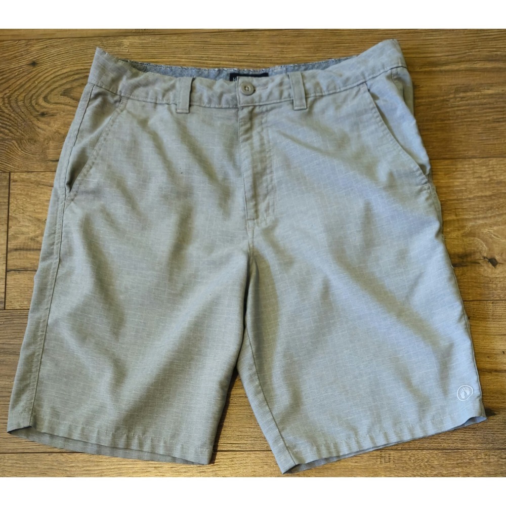 HANG TEN Casual Shorts Mens Size 32 Beige Khaki Pincheck Polyester